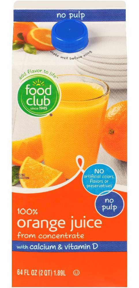 Food Club Orange Calcium & Vitamin D Juice 64 oz