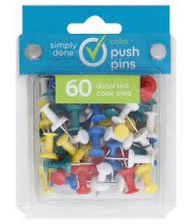 Simply Done Color Push Pins 60 ct