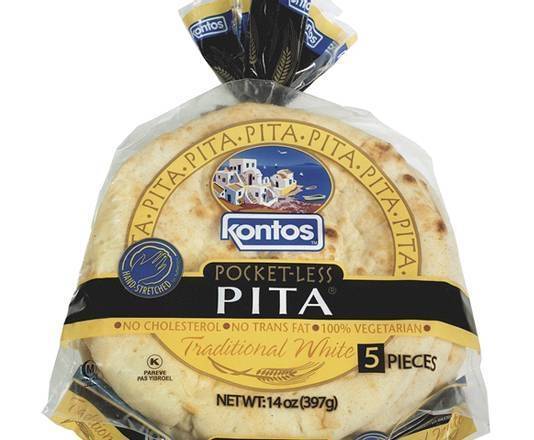 Kontos Pocketless Pita Flatbread Traditional White 14 oz