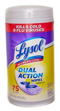 Lysol Dual Action Wipes Citrus Scent 75 ct