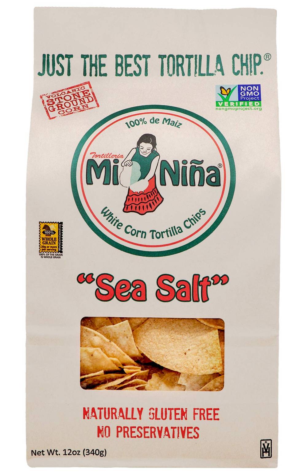 Mi Niña Organic White Corn Tortilla Chips Sea Salt 12 oz