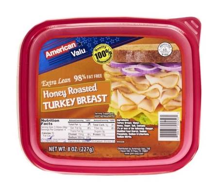 American Valu Extra Lean Honey Roasted Turkey Breast 8 oz