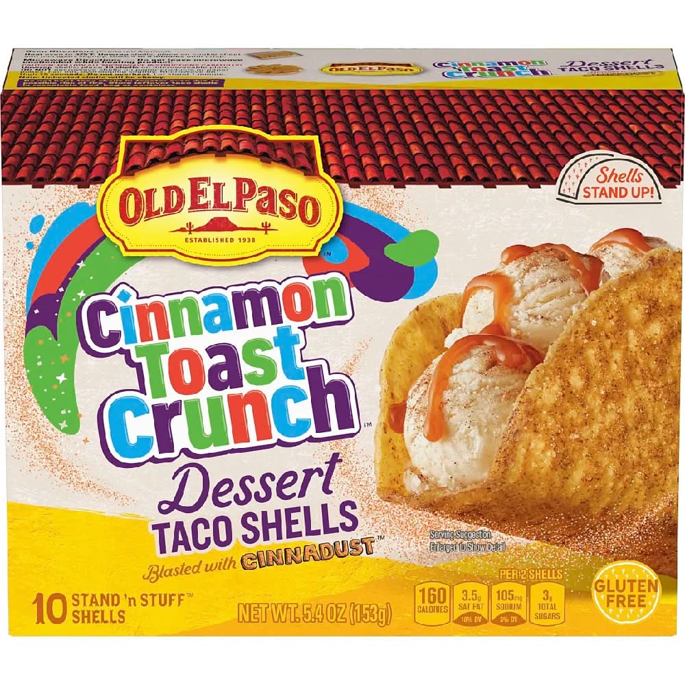 Old El Paso Stand 'N Stuff Taco Shells Cinnamon Toast Crunch Dessert Taco Shells Gluten Free 10 ct