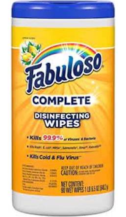 Fabuloso Disinfecting Wipes Lemon Scent 90 ct