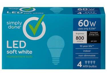 Simply Done LED Soft White Bulb 60W 4 ct