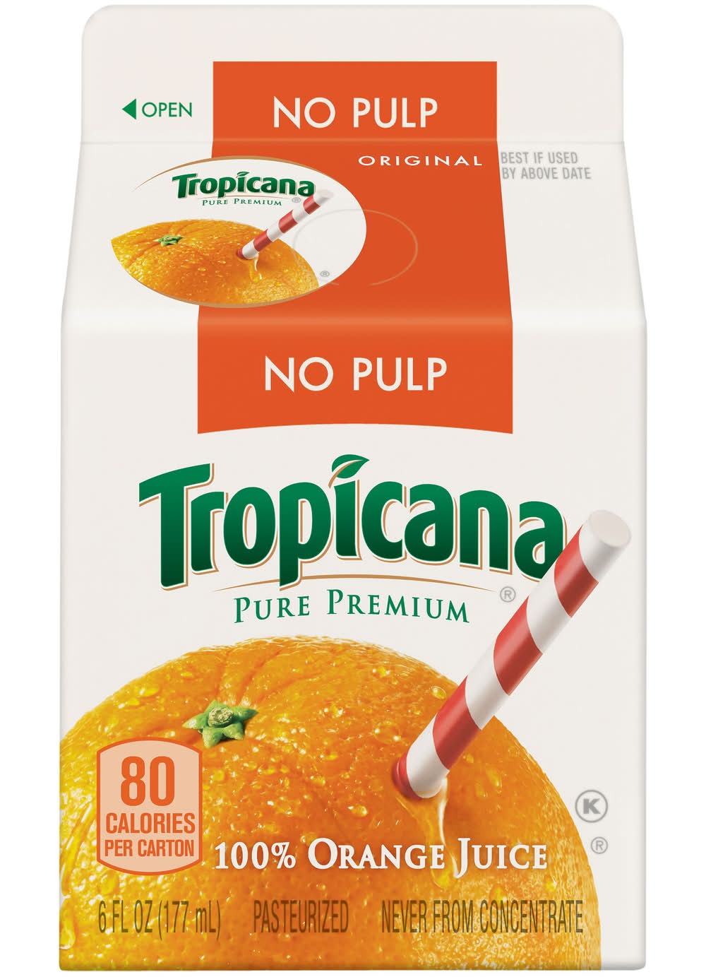 Tropicana No Pulp Orange Juice 6-8 oz