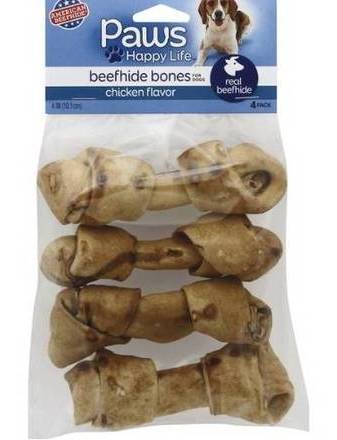 Paws Beefhide Bones Chicken Flavor