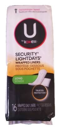 U by Kotex Lightdays Wrapped Long Liners 16 ct