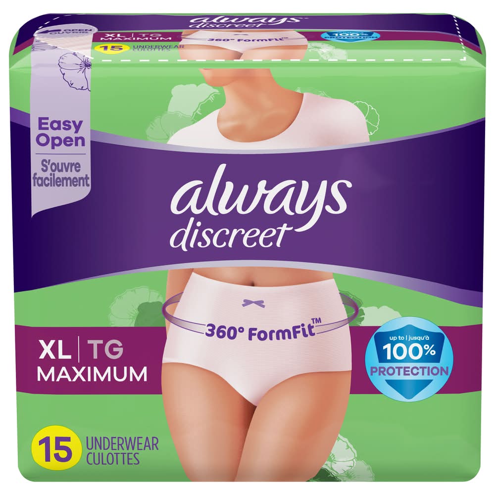Always Discreet Underwear Maximum XL 15 ct