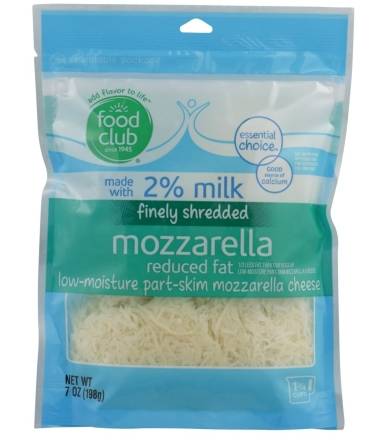 Food Club Shredded Reduced Fat Mozzarella 8 oz