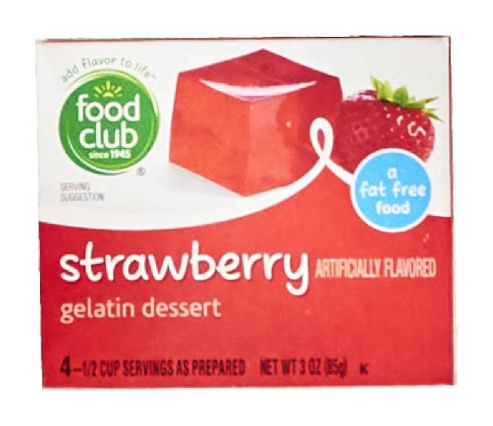 Food Club Gelatina Strawberry 3 oz