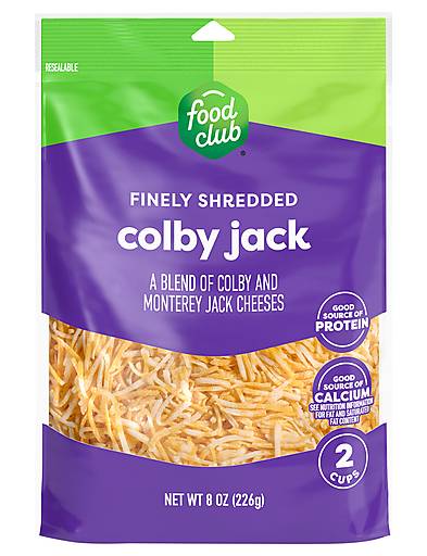 Food Club Finely Shredded Colby Jack Cheese 8 oz