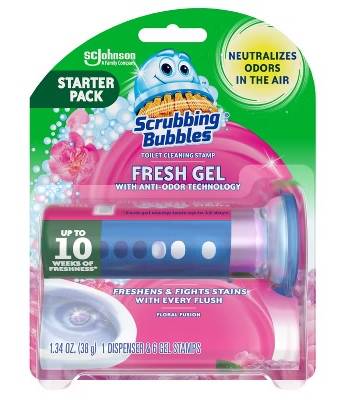 Scrubbing Bubbles Toilet Cleaning Stamp Fresh Gel Floral Fusion 1.34 oz