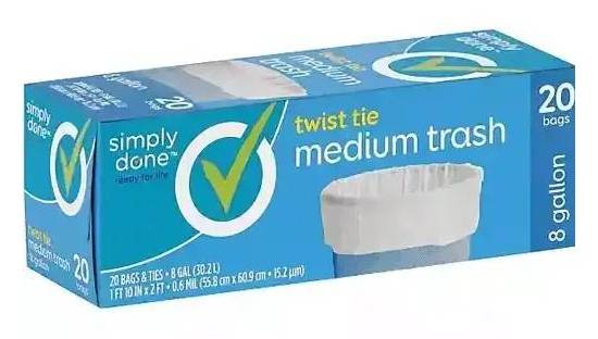 Simply Done Twist Tie Medium Trash Bags 8 Gallon