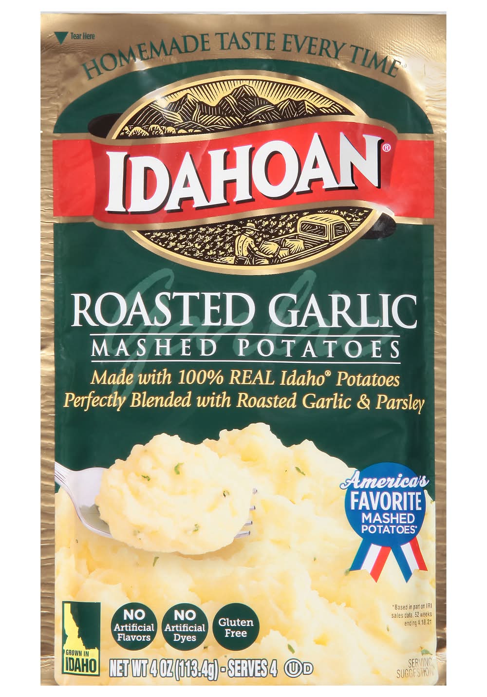 Idahoan Mashed Potatoes Roasted Garlic 4 oz