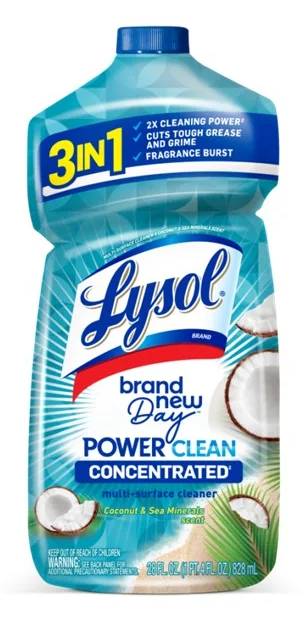 Lysol Power Clean Concentrated Multi-Surface Cleaner Coconut & Sea Minerals Scent 28 oz