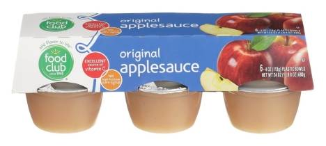 Food Club Original Applesauce 6-4 oz