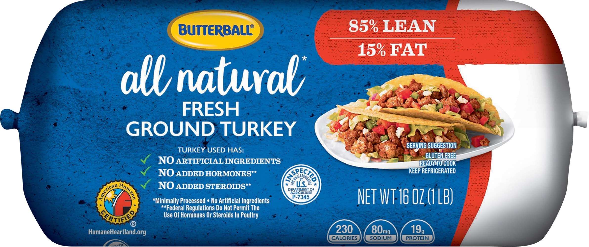 Butterball All Natural Frozen Ground Turkey 16 oz