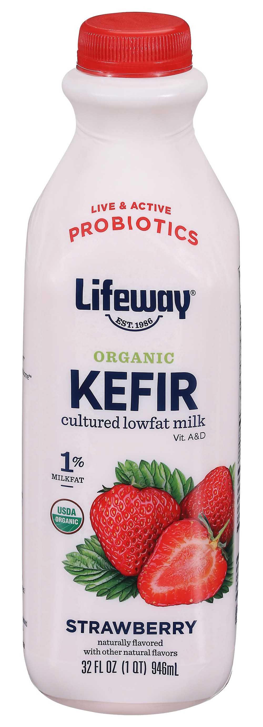 Lifeway Probiotic Organic Kefir 1% Milkfat Strawberry 32 oz