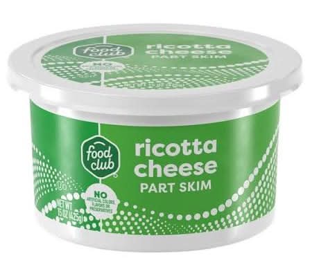 Food Club Part Skim Ricotta Cheese 15 oz