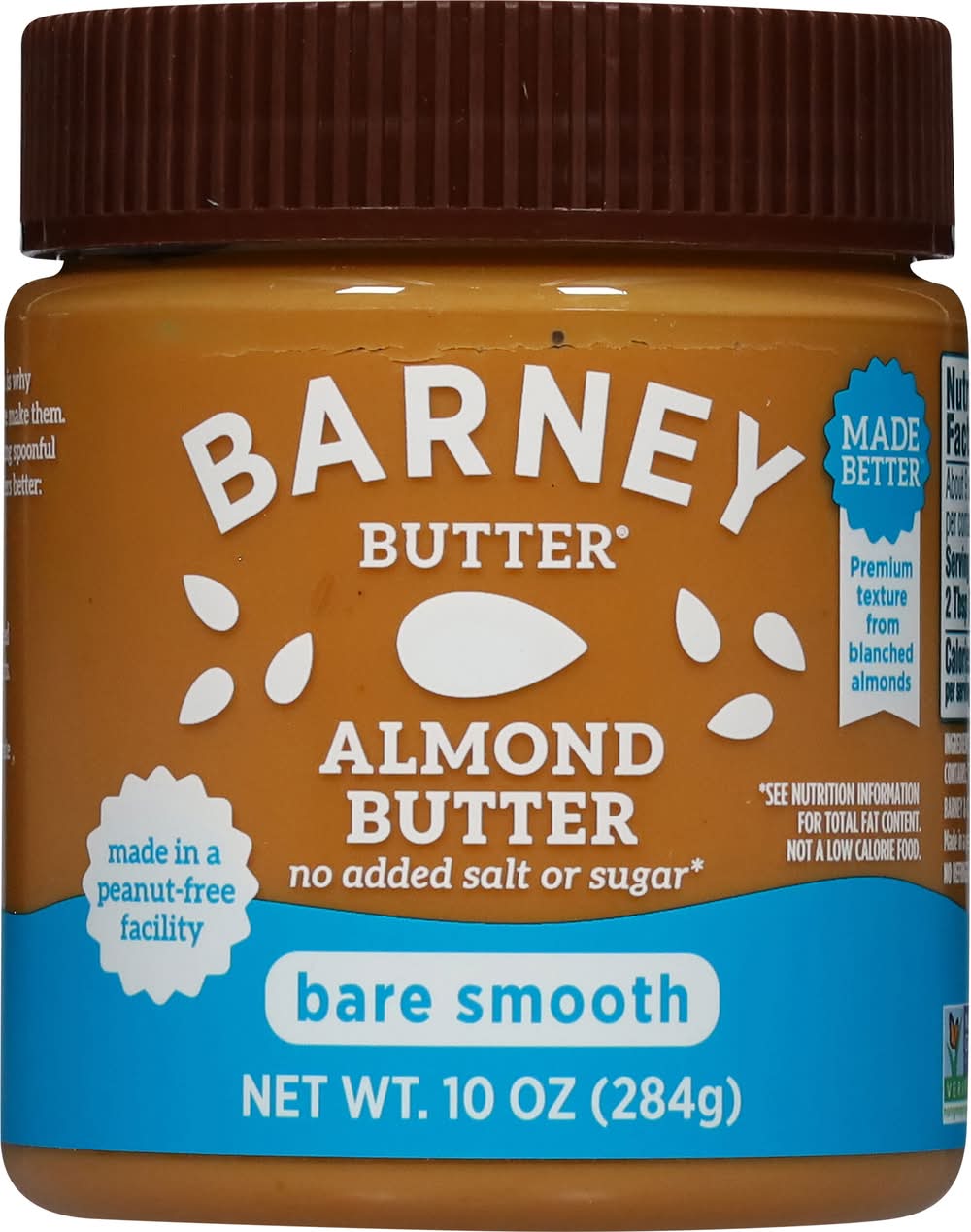 Barney Bare Smooth Almond Butter No Added Sugar or Salt 10 oz