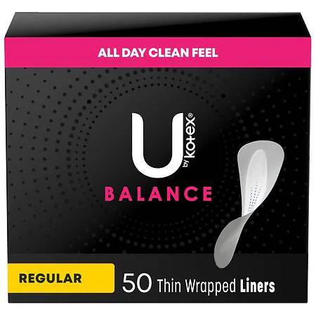 U by Kotex Balance Thin Wrapped Regular Liners 50 ct