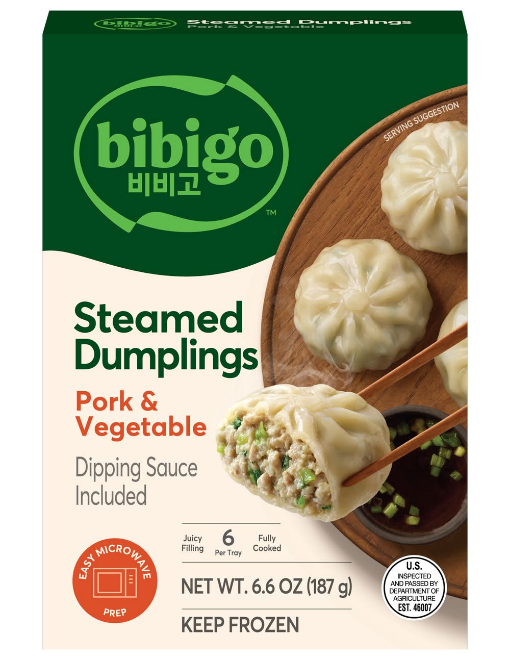 Bibigo Steamed Dumplings Pork and Vegetable 6.6 oz
