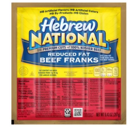 Hebrew National Kosher Franks Reduced Fat 9.43 oz