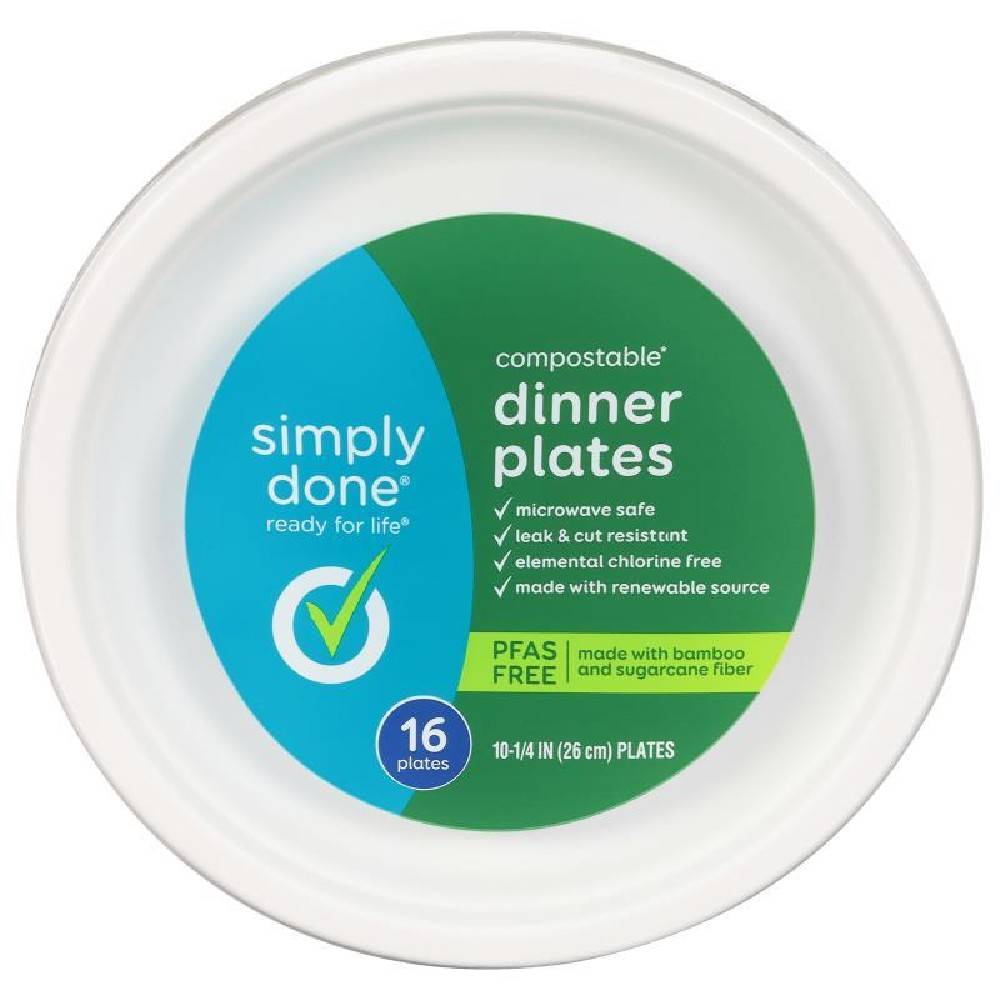 Simply Done Compostable Dinner Plates 16 ct
