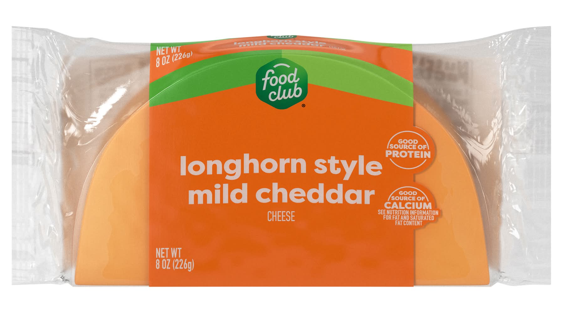 Food Club Longhorn Style Mild Cheddar Cheese Block 8 oz 