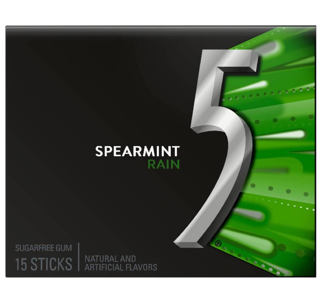 Five Gum Spearmint Rain Sugar Free 15 ct