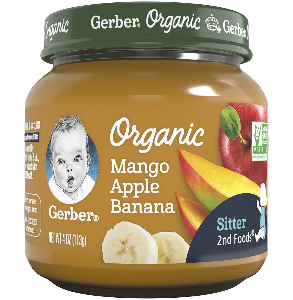 Gerber Organic Mango Apple Banana for Sitter 4 oz