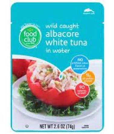 Food Club Wild Caught Albacore White Tuna in Water 2.6 oz