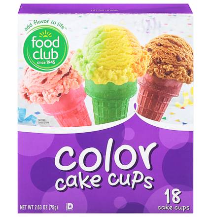 Food Club Color Cake Cups 18 ct