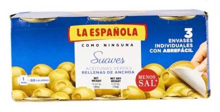 La Española Aceitunas Suaves con Anchoas Menos Sal 150 g