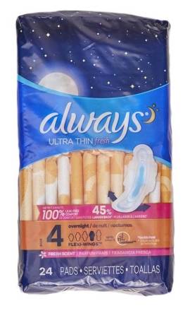Always Ultra Thin Fresh Overright Pads with Flexi-Wings Size 4 24 ct