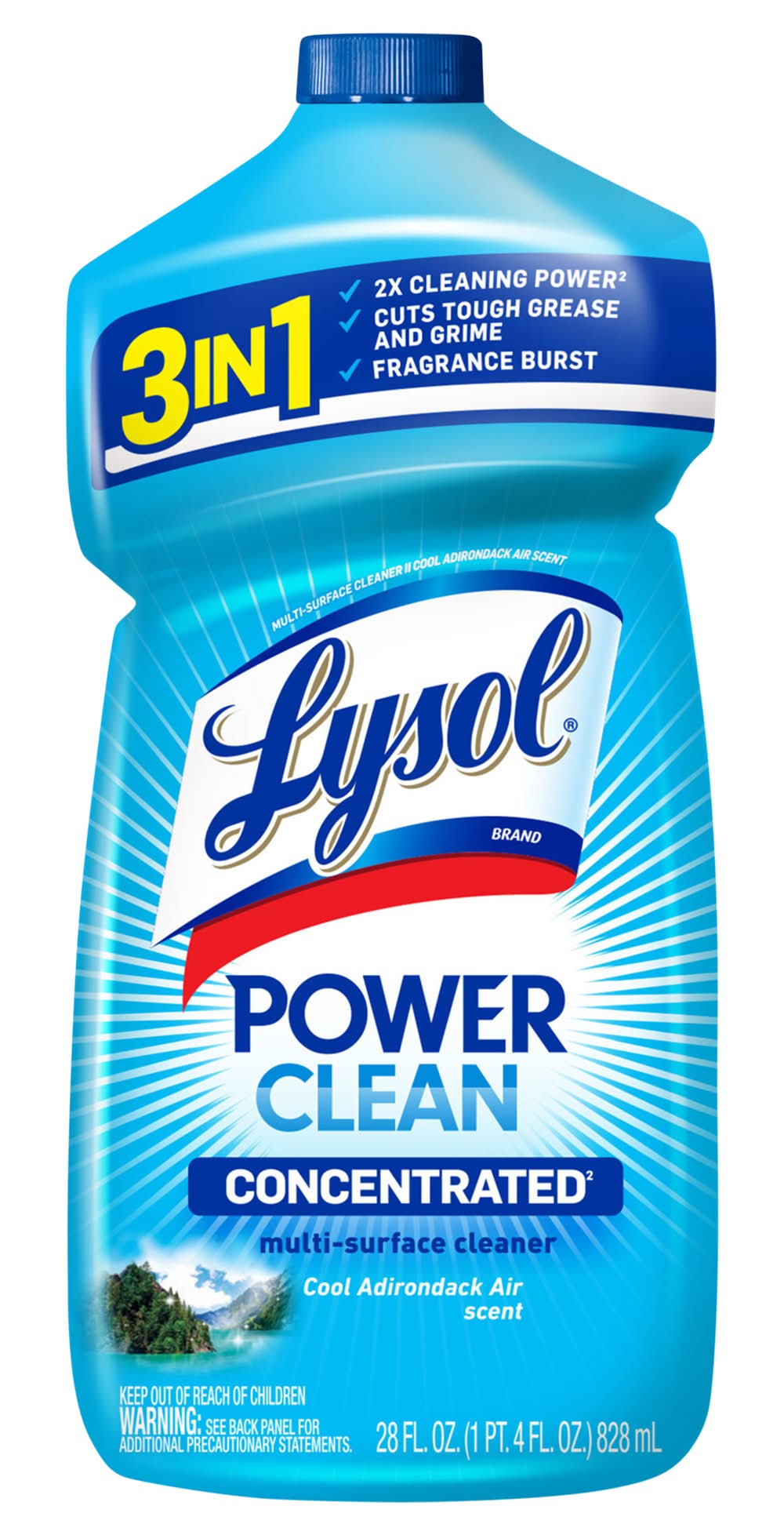 Lysol Power Clean Concentrated Multi-Surface Cleaner Cool Adirondack Air Scent 28 oz