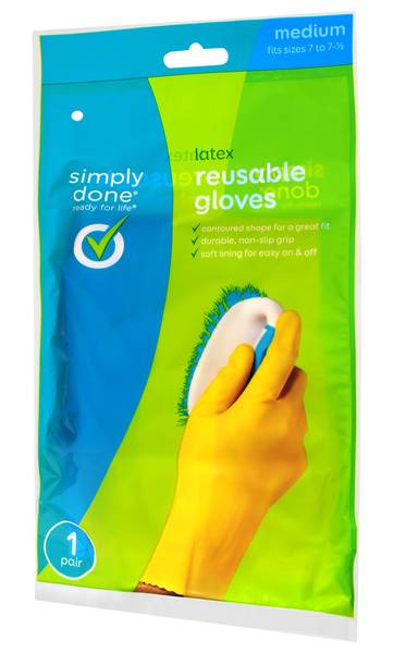 Simply Done Latex Household Gloves Medium Pair