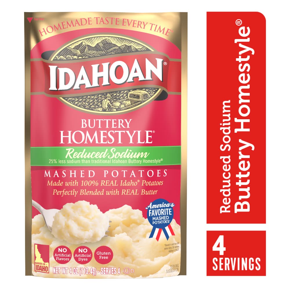 Idahoan Mashed Potatoes Reduced Sodium Buttery Homestyles 4 oz