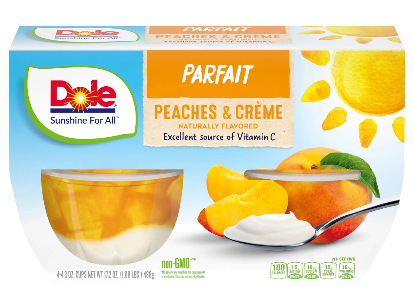 Dole Peaches & Creme Parfait 4-4.3 oz