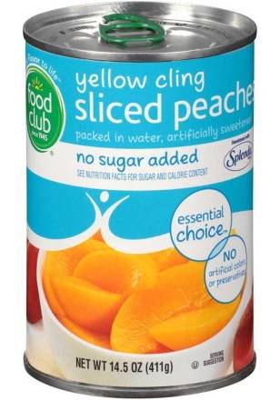Food Club Yellow Cling Sliced Peaches No Sugar Added 15.25 oz