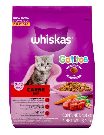 Whiskas Gatitos 2-12 Meses Carne / Beef 3.1 lbs