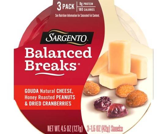 Sargento Balanced Breaks Gouda, Honey Roasted Peanuts and Dried Cranberries 3-1.5 oz