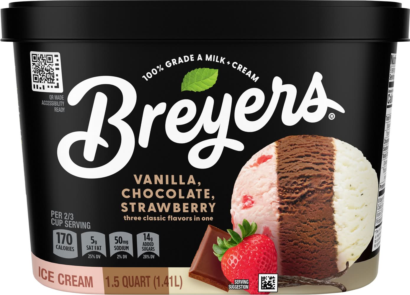 Breyer’s Vanilla, Chocolate, Strawberry Ice Cream 1.5 qt