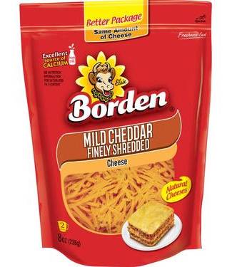 Borden Shredded Mild Cheddar Finely Shredded Cheese 8 oz