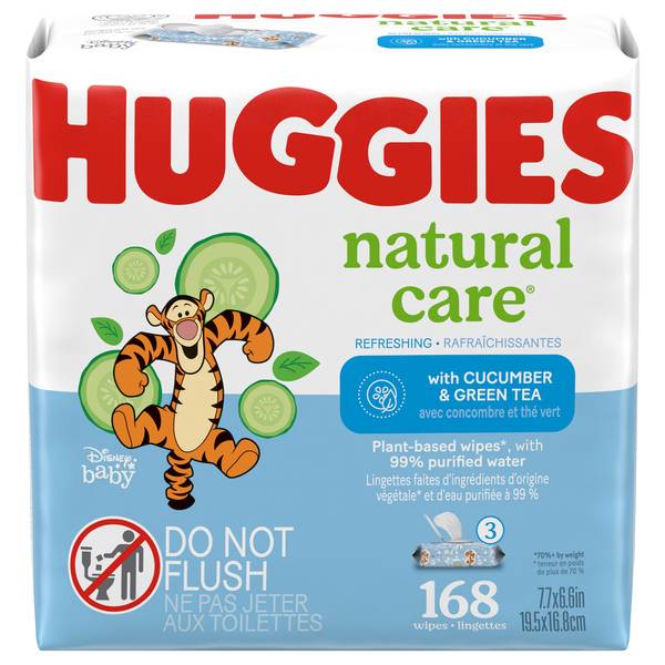 Huggies Natural Care Sensitive Wipes with Cucumber & Green Tea 3-56 ct uerKG