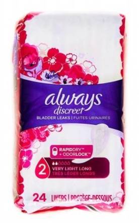 Always Discreet Light Liners Size 2 24 ct