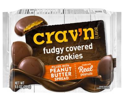 Crav’n Fudgy Striped Cookies with Peanut Butter Spread 9.5 oz