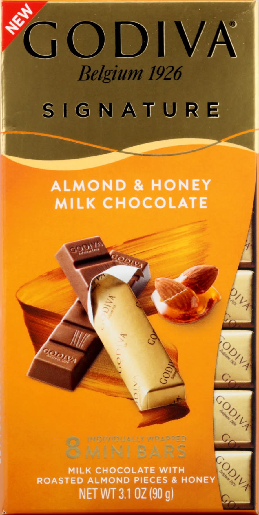 Godiva Signature Mini Bars Almond & Honey Milk Chocolate 3.1 oz