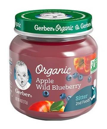 Gerber Organic Apple Wild Blueberry for Sitter 4 oz